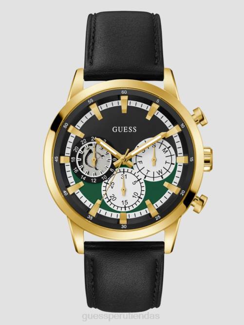 GUESS reloj multifunción de cuero hombres 0P8X3564 tono dorado y negro accesorio