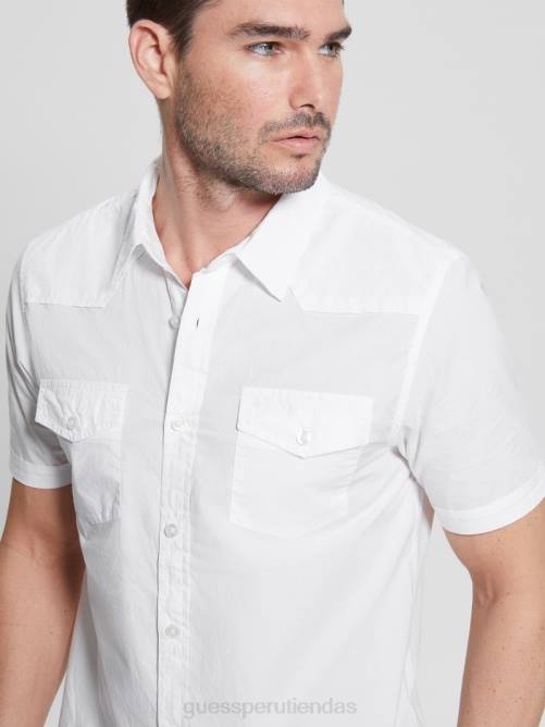 GUESS camisa de nottingham hombres 0P8X3967 pur blanco vestir