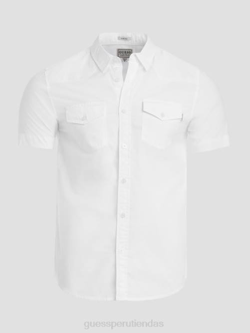 GUESS camisa de nottingham hombres 0P8X3967 pur blanco vestir