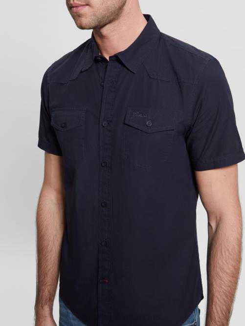 GUESS camisa de nottingham hombres 0P8X3979 azul elegante vestir