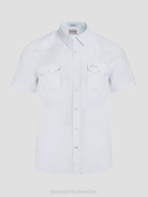GUESS camisa de nottingham hombres 0P8X3983 azul polar vestir