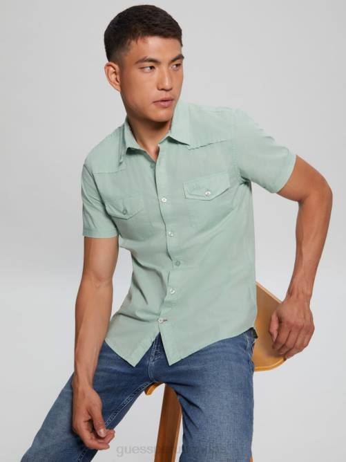 GUESS camisa de nottingham hombres 0P8X3989 menta suave vestir