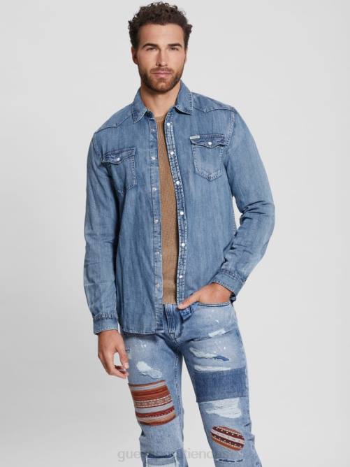 GUESS camisa vaquera de manga larga hombres 0P8X4177 palmero vestir