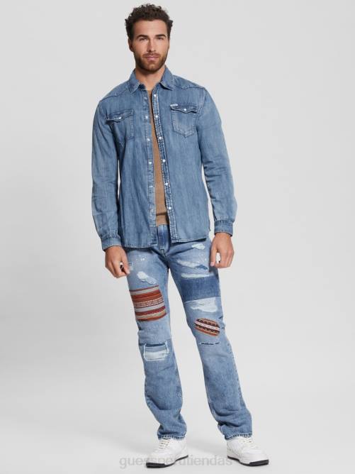 GUESS camisa vaquera de manga larga hombres 0P8X4177 palmero vestir