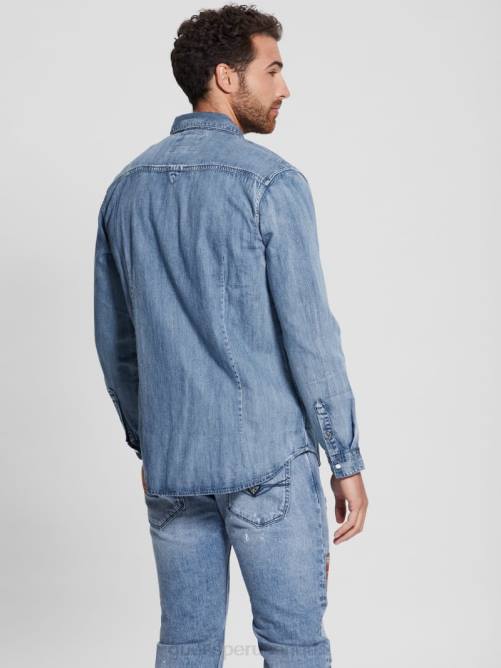 GUESS camisa vaquera de manga larga hombres 0P8X4177 palmero vestir