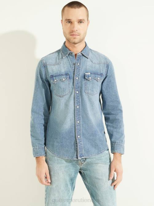GUESS camisa vaquera occidental hombres 0P8X4138 atravesar vestir