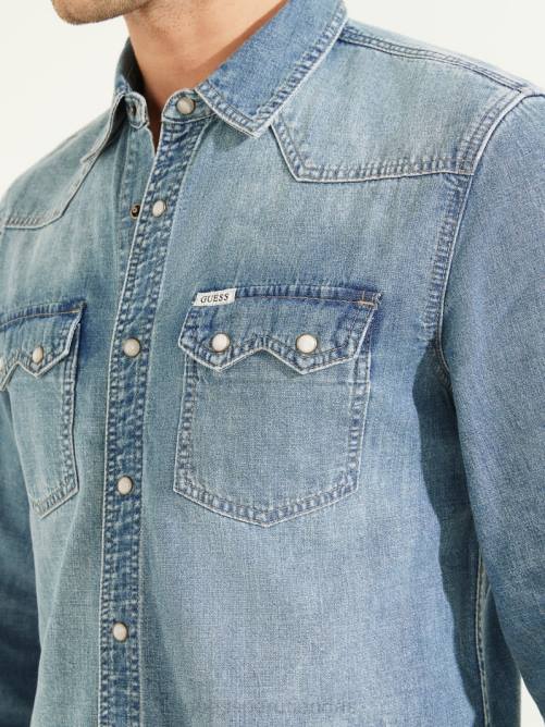 GUESS camisa vaquera occidental hombres 0P8X4138 atravesar vestir