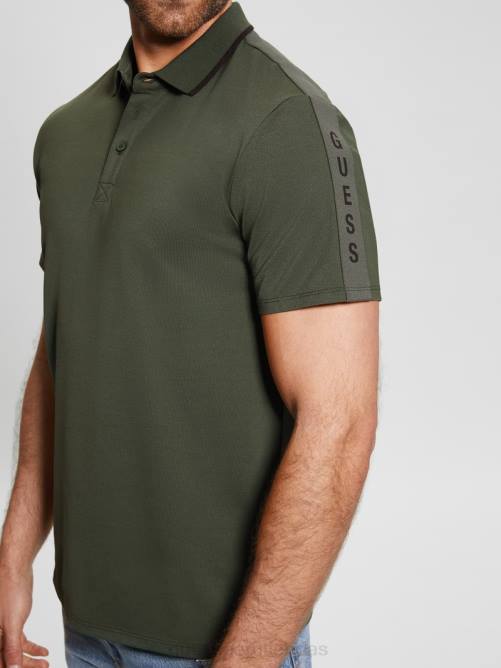 GUESS polo con cinta de piqué paul hombres 0P8X4008 verdes de la selva vestir