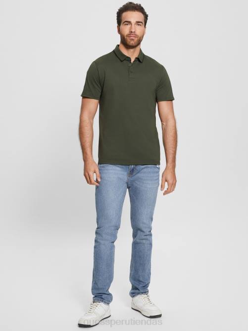 GUESS polo con cinta de piqué paul hombres 0P8X4008 verdes de la selva vestir