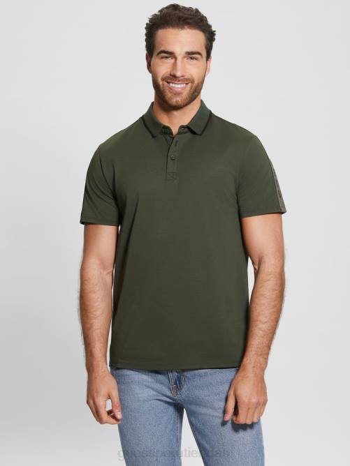 GUESS polo con cinta de piqué paul hombres 0P8X4008 verdes de la selva vestir
