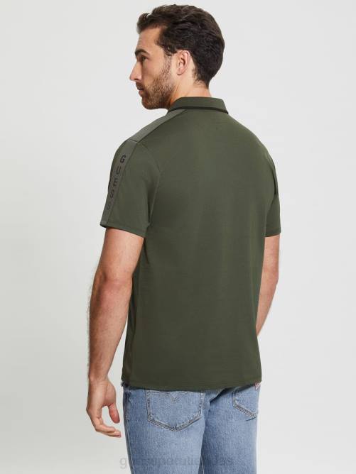 GUESS polo con cinta de piqué paul hombres 0P8X4008 verdes de la selva vestir