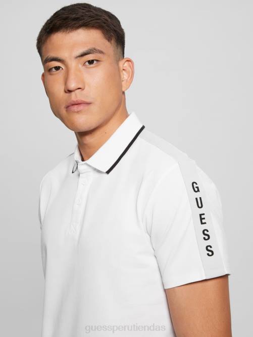 GUESS polo con cinta de piqué paul hombres 0P8X4020 blanco puro vestir