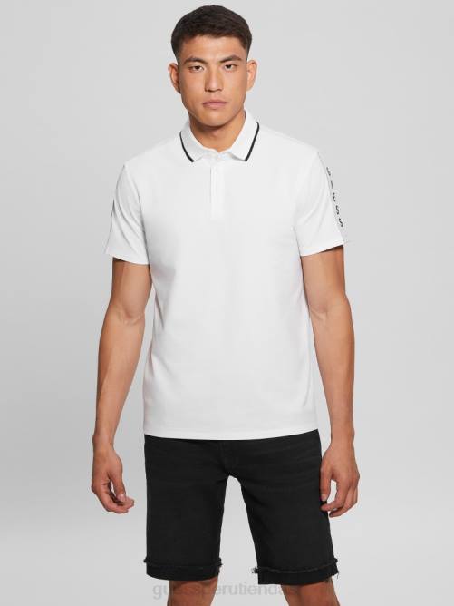 GUESS polo con cinta de piqué paul hombres 0P8X4020 blanco puro vestir