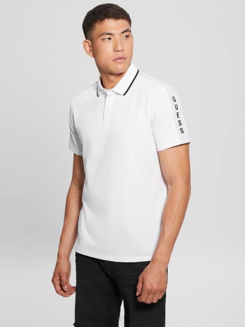 GUESS polo con cinta de piqué paul hombres 0P8X4020 blanco puro vestir