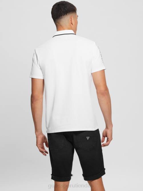 GUESS polo con cinta de piqué paul hombres 0P8X4020 blanco puro vestir