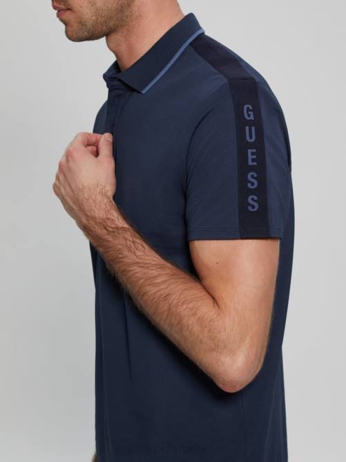 GUESS polo con cinta de piqué paul hombres 0P8X4033 azul seda vestir