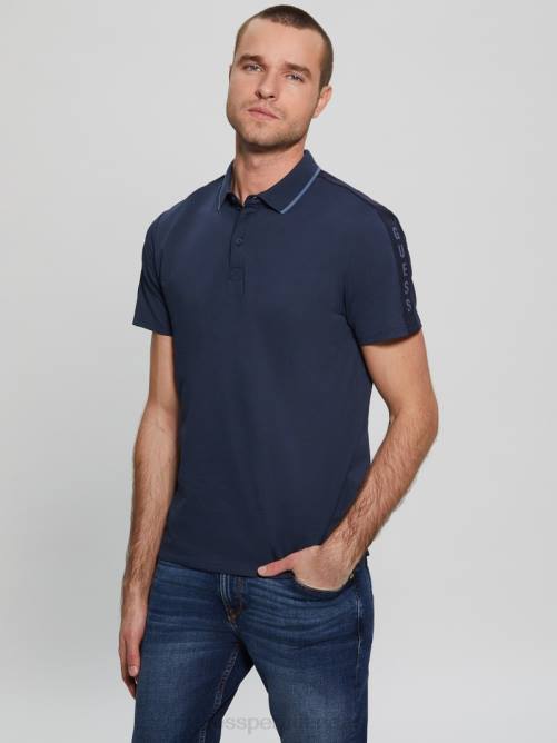 GUESS polo con cinta de piqué paul hombres 0P8X4033 azul seda vestir