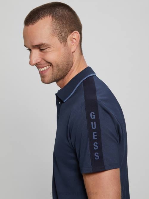 GUESS polo con cinta de piqué paul hombres 0P8X4033 azul seda vestir
