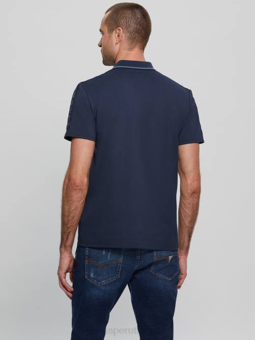 GUESS polo con cinta de piqué paul hombres 0P8X4033 azul seda vestir