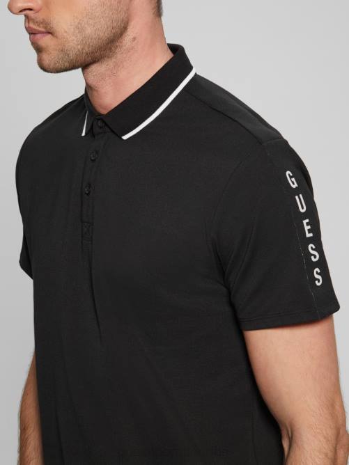 GUESS polo con cinta de piqué paul hombres 0P8X4043 negro vestir