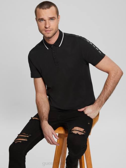 GUESS polo con cinta de piqué paul hombres 0P8X4043 negro vestir