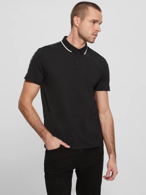 GUESS polo con cinta de piqué paul hombres 0P8X4043 negro vestir