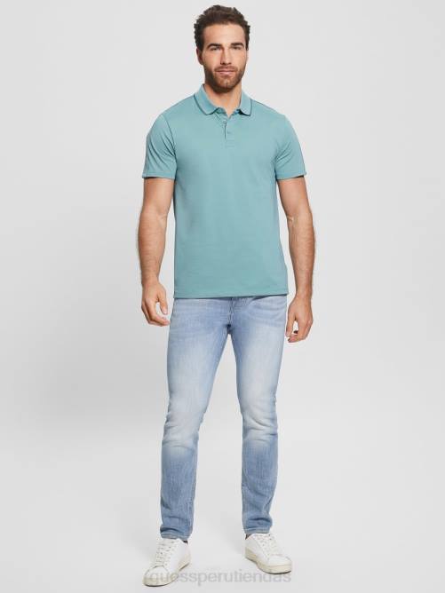 GUESS polo con cinta de piqué paul hombres 0P8X4044 azul honesto vestir
