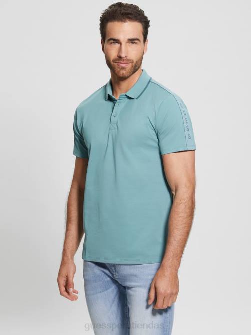 GUESS polo con cinta de piqué paul hombres 0P8X4044 azul honesto vestir