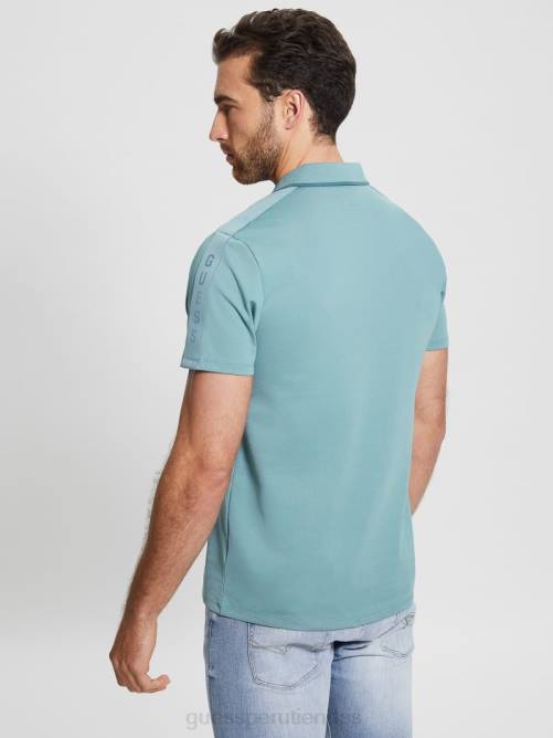 GUESS polo con cinta de piqué paul hombres 0P8X4044 azul honesto vestir