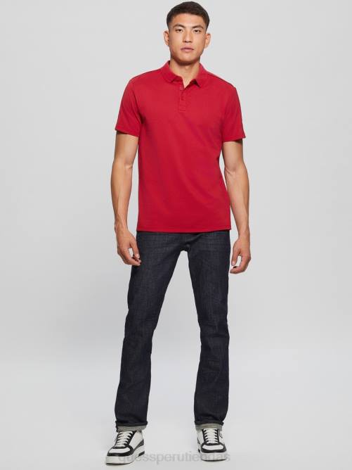 GUESS polo con cinta de piqué paul hombres 0P8X4070 chile rojo vestir