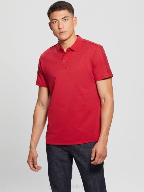 GUESS polo con cinta de piqué paul hombres 0P8X4070 chile rojo vestir