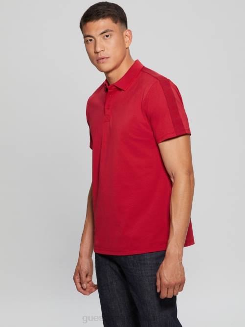 GUESS polo con cinta de piqué paul hombres 0P8X4070 chile rojo vestir