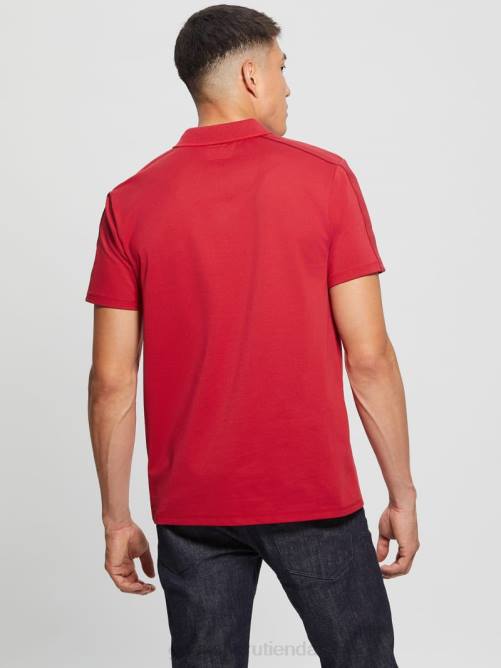 GUESS polo con cinta de piqué paul hombres 0P8X4070 chile rojo vestir