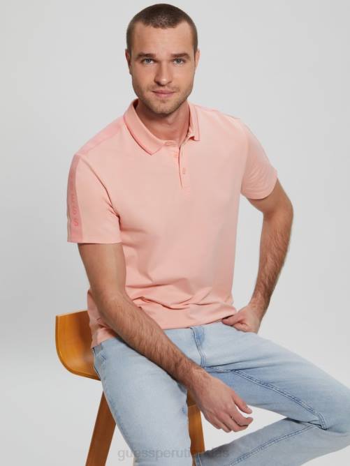GUESS polo con cinta de piqué paul hombres 0P8X4071 flor rosa claro vestir