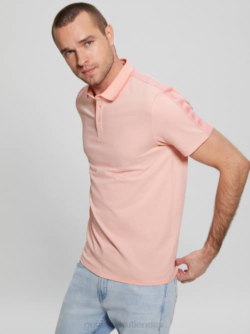 GUESS polo con cinta de piqué paul hombres 0P8X4071 flor rosa claro vestir
