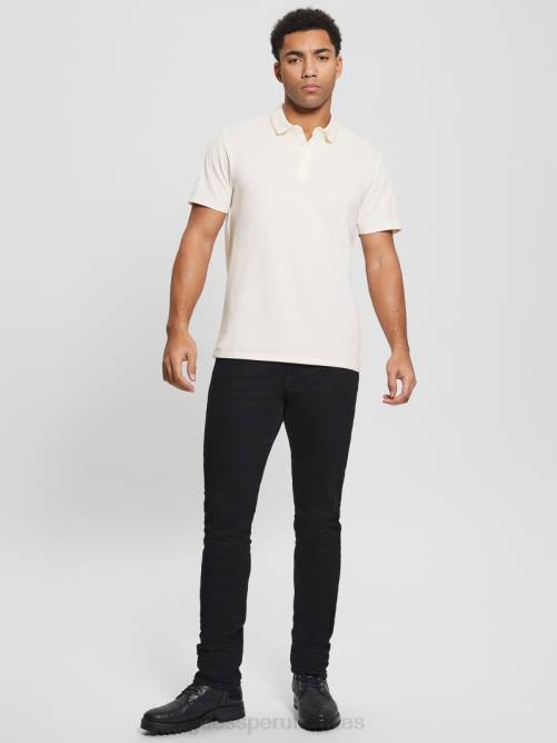 GUESS polo con cinta de piqué paul hombres 0P8X4180 crema de vainilla vestir