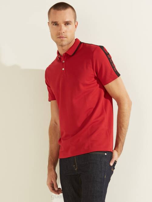 GUESS polo con cinta del logo en piqué hombres 0P8X4090 chile rojo vestir