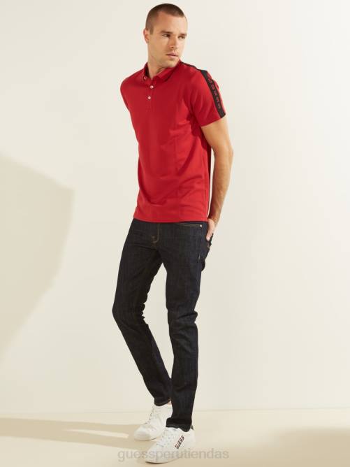 GUESS polo con cinta del logo en piqué hombres 0P8X4090 chile rojo vestir