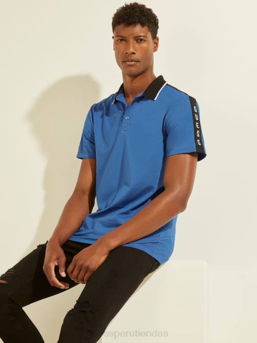 GUESS polo con cinta del logo en piqué hombres 0P8X4093 zafiro electrico vestir