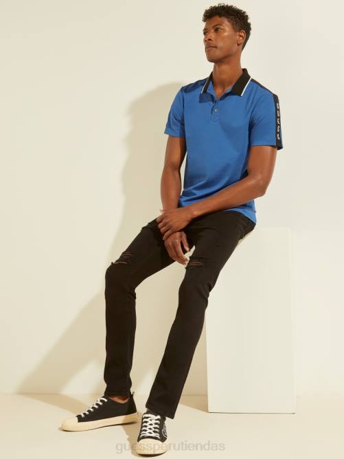 GUESS polo con cinta del logo en piqué hombres 0P8X4093 zafiro electrico vestir