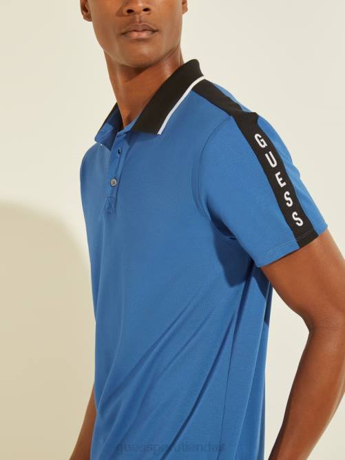 GUESS polo con cinta del logo en piqué hombres 0P8X4093 zafiro electrico vestir