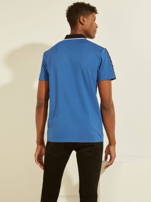 GUESS polo con cinta del logo en piqué hombres 0P8X4093 zafiro electrico vestir