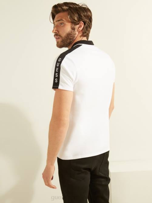 GUESS polo con cinta del logo en piqué hombres 0P8X4172 blanco puro vestir