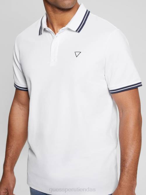 GUESS polo de piqué deportivo hombres 0P8X3952 blanco puro multi vestir