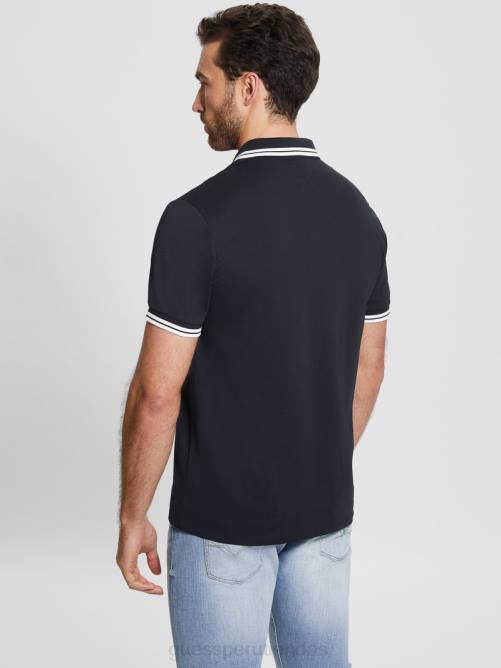 GUESS polo de piqué deportivo hombres 0P8X3977 azul elegante vestir