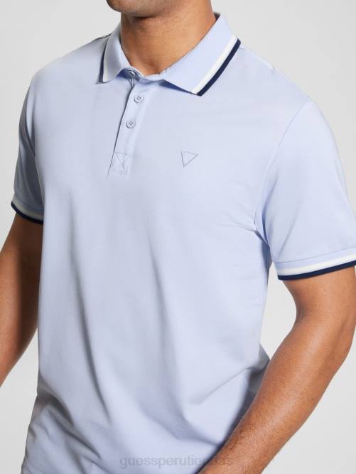 GUESS polo de piqué deportivo hombres 0P8X4028 azul de las vías respiratorias vestir