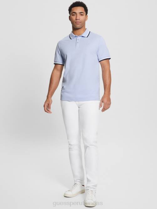 GUESS polo de piqué deportivo hombres 0P8X4028 azul de las vías respiratorias vestir