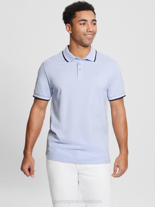 GUESS polo de piqué deportivo hombres 0P8X4028 azul de las vías respiratorias vestir