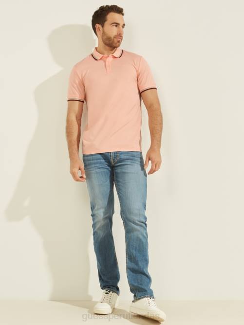 GUESS polo de piqué deportivo hombres 0P8X4031 flor rosa claro vestir