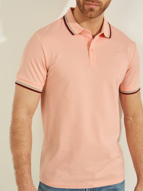 GUESS polo de piqué deportivo hombres 0P8X4031 flor rosa claro vestir